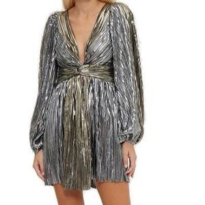 Sabina Musayev Metallic Silver and Gold Women's Dress